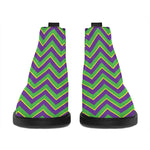 Mardi Gras Zigzag Pattern Print Flat Ankle Boots