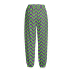 Mardi Gras Zigzag Pattern Print Fleece Lined Knit Pants