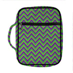 Mardi Gras Zigzag Pattern Print Front Pocket Bible Bag