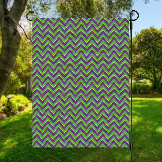 Mardi Gras Zigzag Pattern Print Garden Flag