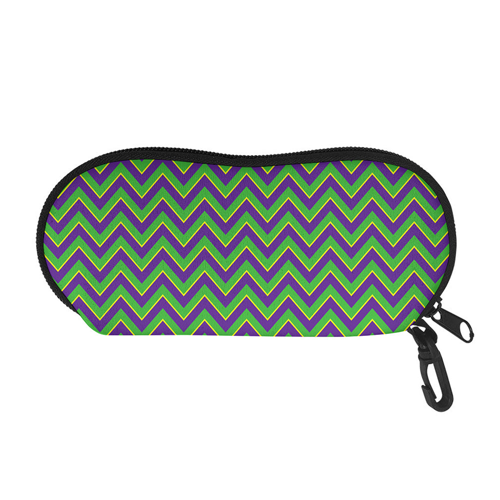 Mardi Gras Zigzag Pattern Print Glasses Case