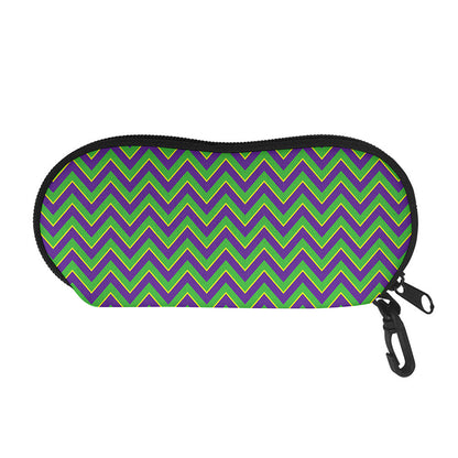 Mardi Gras Zigzag Pattern Print Glasses Case