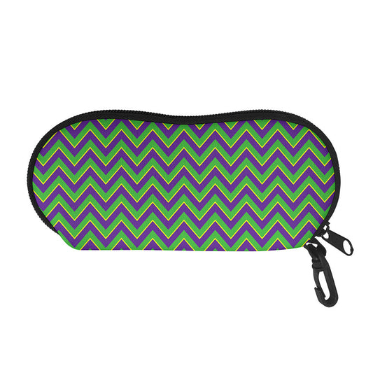 Mardi Gras Zigzag Pattern Print Glasses Case