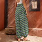 Mardi Gras Zigzag Pattern Print Harem Pants