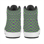 Mardi Gras Zigzag Pattern Print High Top Leather Sneakers