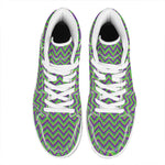 Mardi Gras Zigzag Pattern Print High Top Leather Sneakers