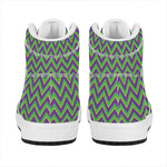 Mardi Gras Zigzag Pattern Print High Top Leather Sneakers