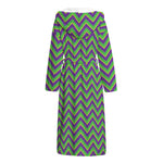 Mardi Gras Zigzag Pattern Print Hooded Bathrobe