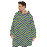 Mardi Gras Zigzag Pattern Print Hoodie Blanket