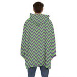 Mardi Gras Zigzag Pattern Print Hoodie Blanket