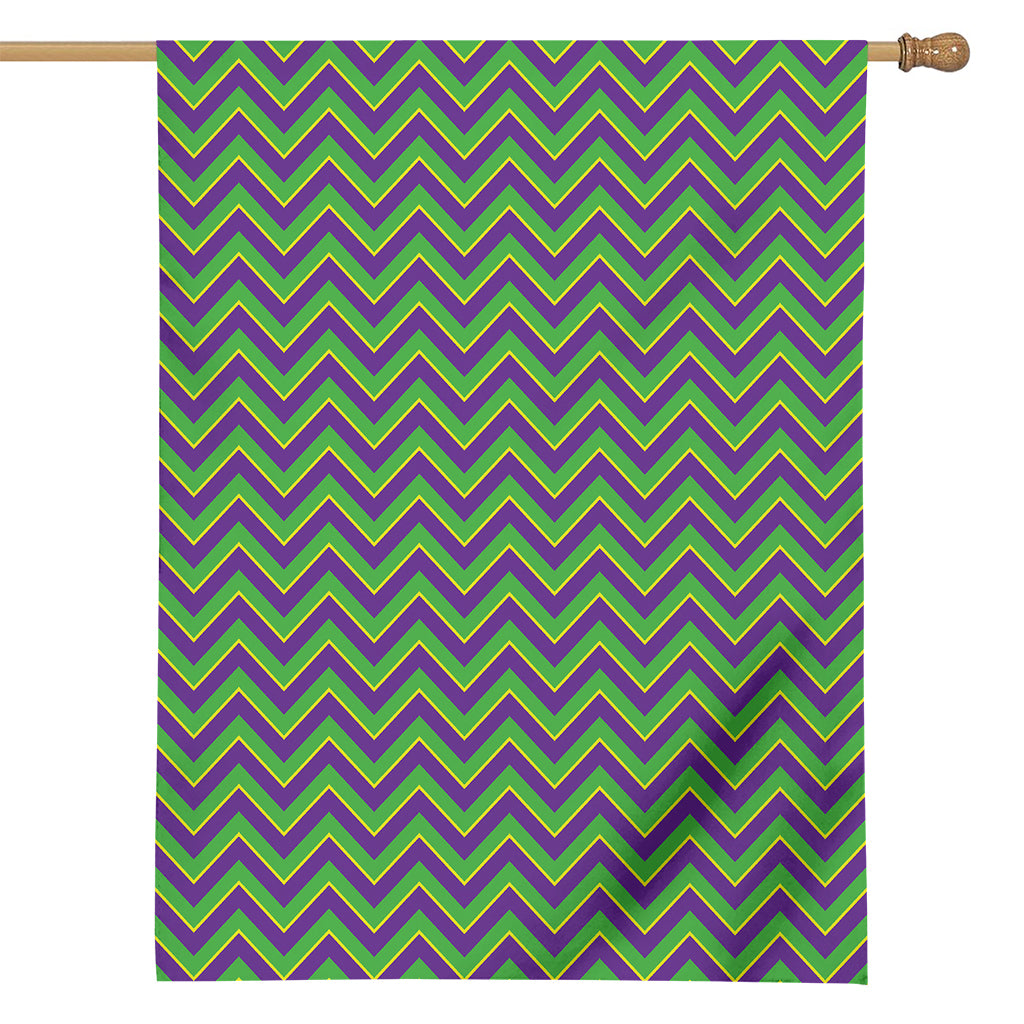 Mardi Gras Zigzag Pattern Print House Flag
