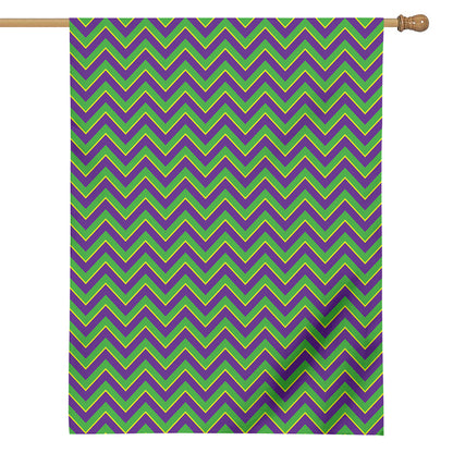 Mardi Gras Zigzag Pattern Print House Flag