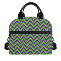Mardi Gras Zigzag Pattern Print Insulated Lunch Bag