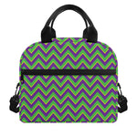 Mardi Gras Zigzag Pattern Print Insulated Lunch Bag