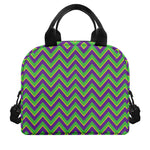 Mardi Gras Zigzag Pattern Print Insulated Lunch Bag