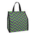Mardi Gras Zigzag Pattern Print Insulated Lunch Tote