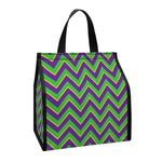 Mardi Gras Zigzag Pattern Print Insulated Lunch Tote