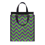 Mardi Gras Zigzag Pattern Print Insulated Lunch Tote