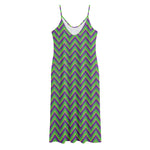 Mardi Gras Zigzag Pattern Print Jersey Midi Cami Dress