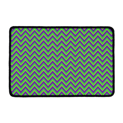 Mardi Gras Zigzag Pattern Print Kitchen Mat