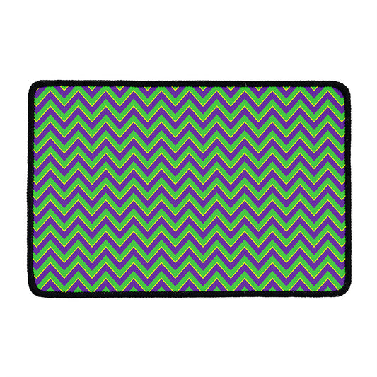 Mardi Gras Zigzag Pattern Print Kitchen Mat