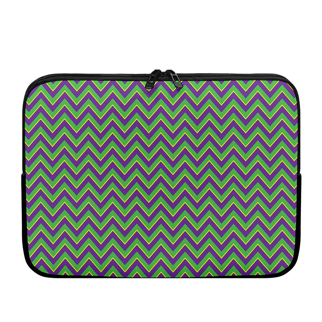 Mardi Gras Zigzag Pattern Print Laptop Sleeve