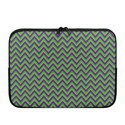 Mardi Gras Zigzag Pattern Print Laptop Sleeve