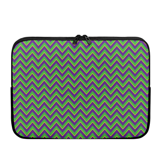 Mardi Gras Zigzag Pattern Print Laptop Sleeve
