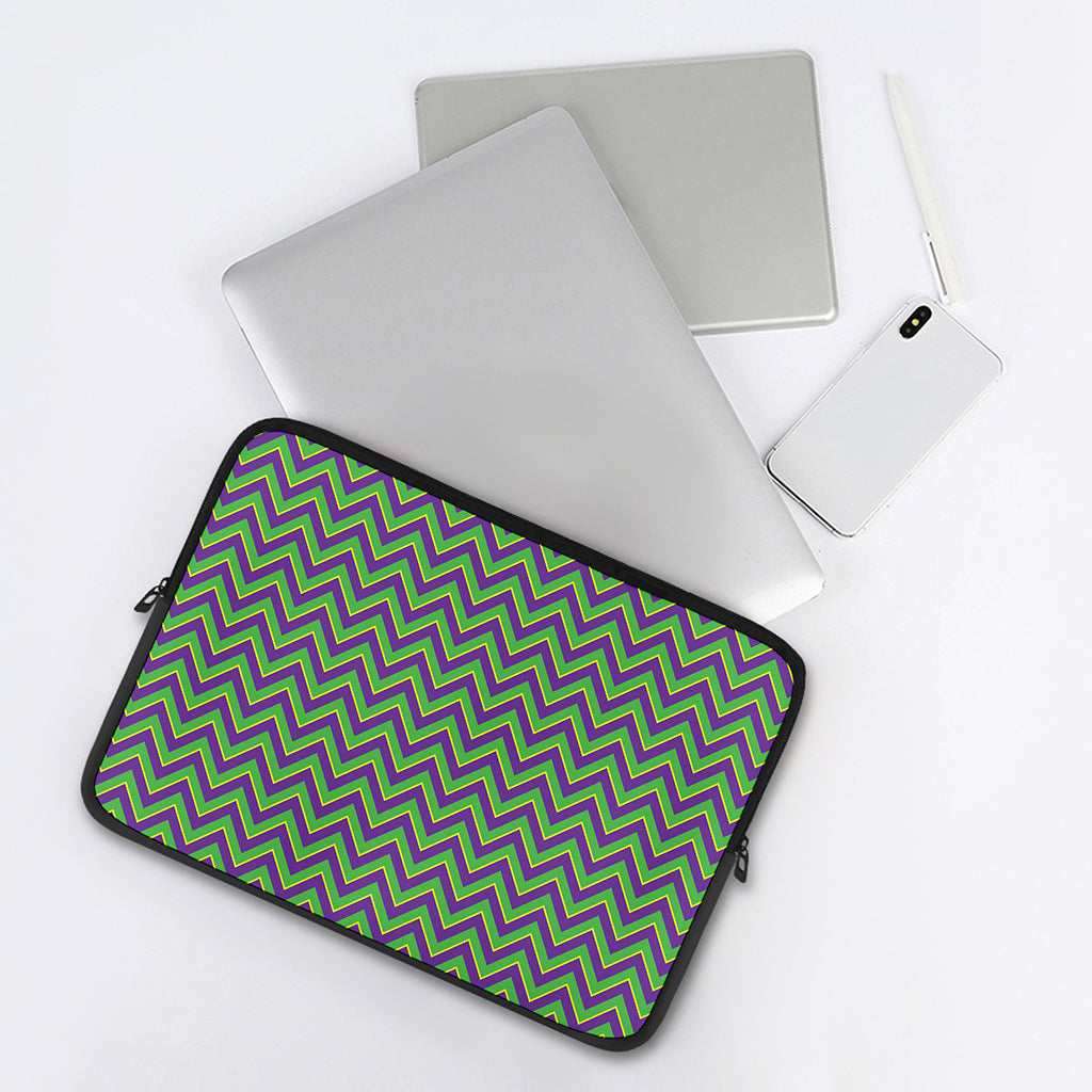 Mardi Gras Zigzag Pattern Print Laptop Sleeve