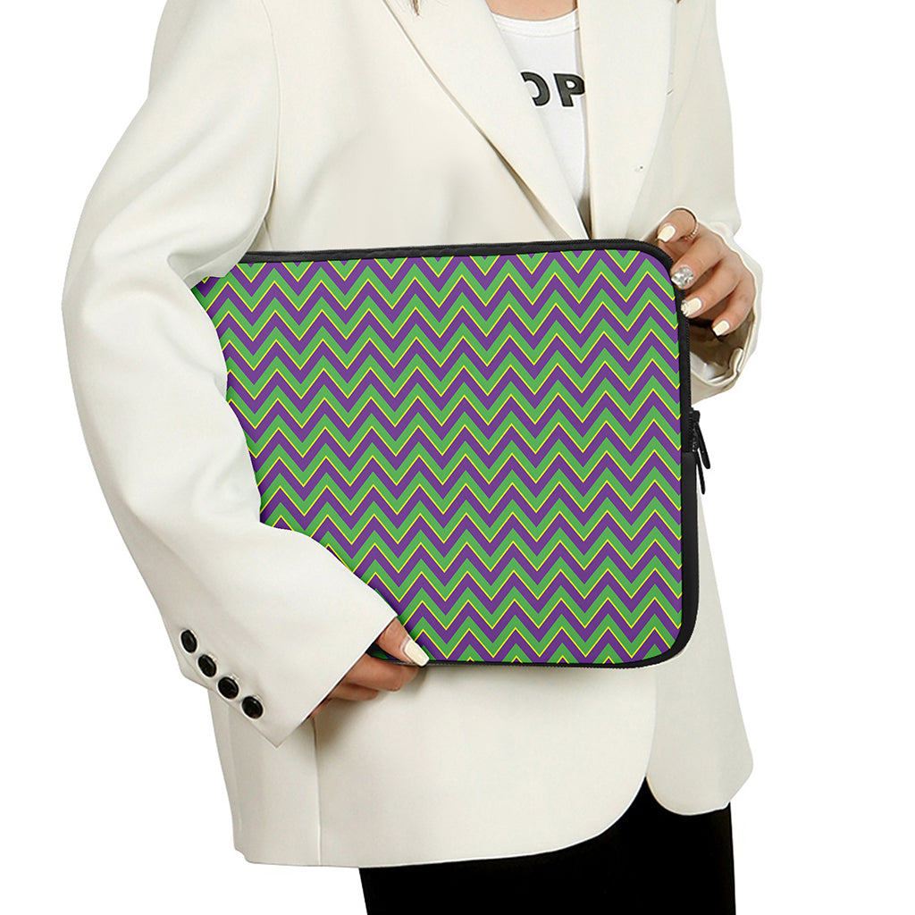Mardi Gras Zigzag Pattern Print Laptop Sleeve