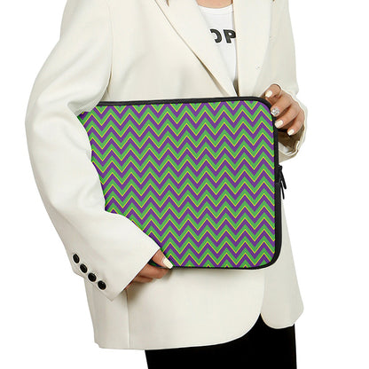 Mardi Gras Zigzag Pattern Print Laptop Sleeve