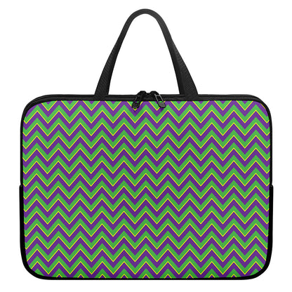 Mardi Gras Zigzag Pattern Print Laptop Sleeve With Handle