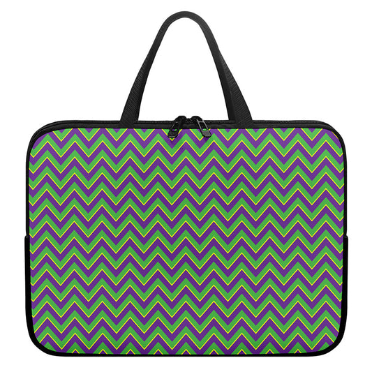 Mardi Gras Zigzag Pattern Print Laptop Sleeve With Handle