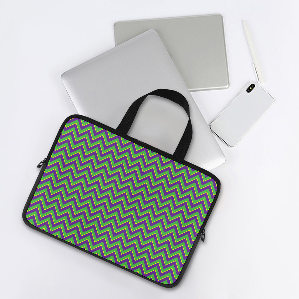Mardi Gras Zigzag Pattern Print Laptop Sleeve With Handle