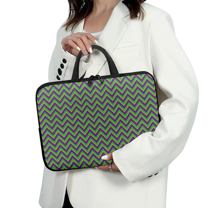Mardi Gras Zigzag Pattern Print Laptop Sleeve With Handle