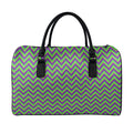 Mardi Gras Zigzag Pattern Print Leather Duffel Bag