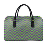 Mardi Gras Zigzag Pattern Print Leather Duffle Bag