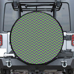 Mardi Gras Zigzag Pattern Print Leather Spare Tire Cover