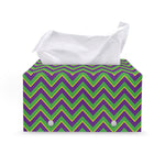 Mardi Gras Zigzag Pattern Print Leather Tissue Box Cover