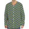 Mardi Gras Zigzag Pattern Print Long Sleeve Baseball Jersey