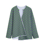 Mardi Gras Zigzag Pattern Print Long Sleeve Short Coat