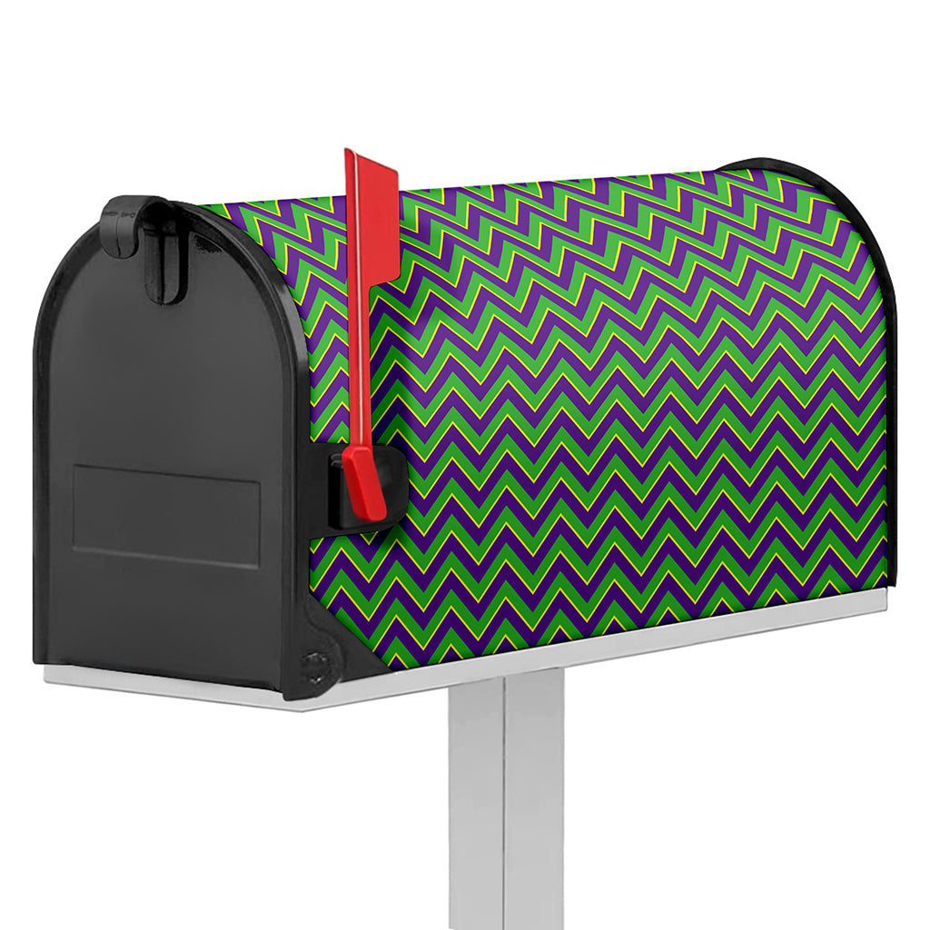 Mardi Gras Zigzag Pattern Print Mailbox Cover