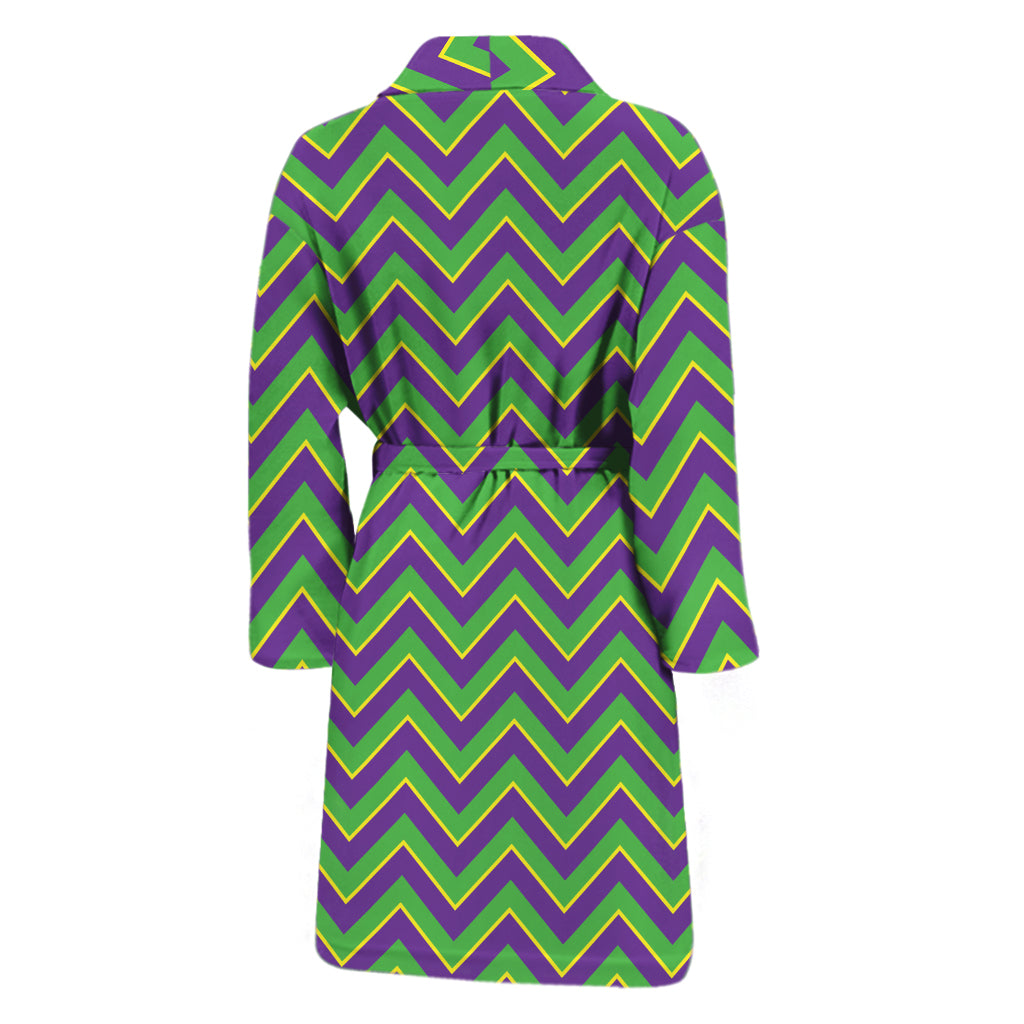 Mardi Gras Zigzag Pattern Print Men's Bathrobe