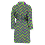 Mardi Gras Zigzag Pattern Print Men's Bathrobe