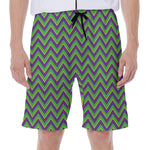Mardi Gras Zigzag Pattern Print Men's Beach Shorts