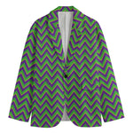 Mardi Gras Zigzag Pattern Print Men's Blazer