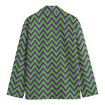 Mardi Gras Zigzag Pattern Print Men's Blazer