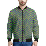 Mardi Gras Zigzag Pattern Print Men's Bomber Jacket