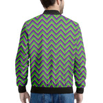 Mardi Gras Zigzag Pattern Print Men's Bomber Jacket