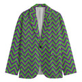 Mardi Gras Zigzag Pattern Print Men's Cotton Blazer